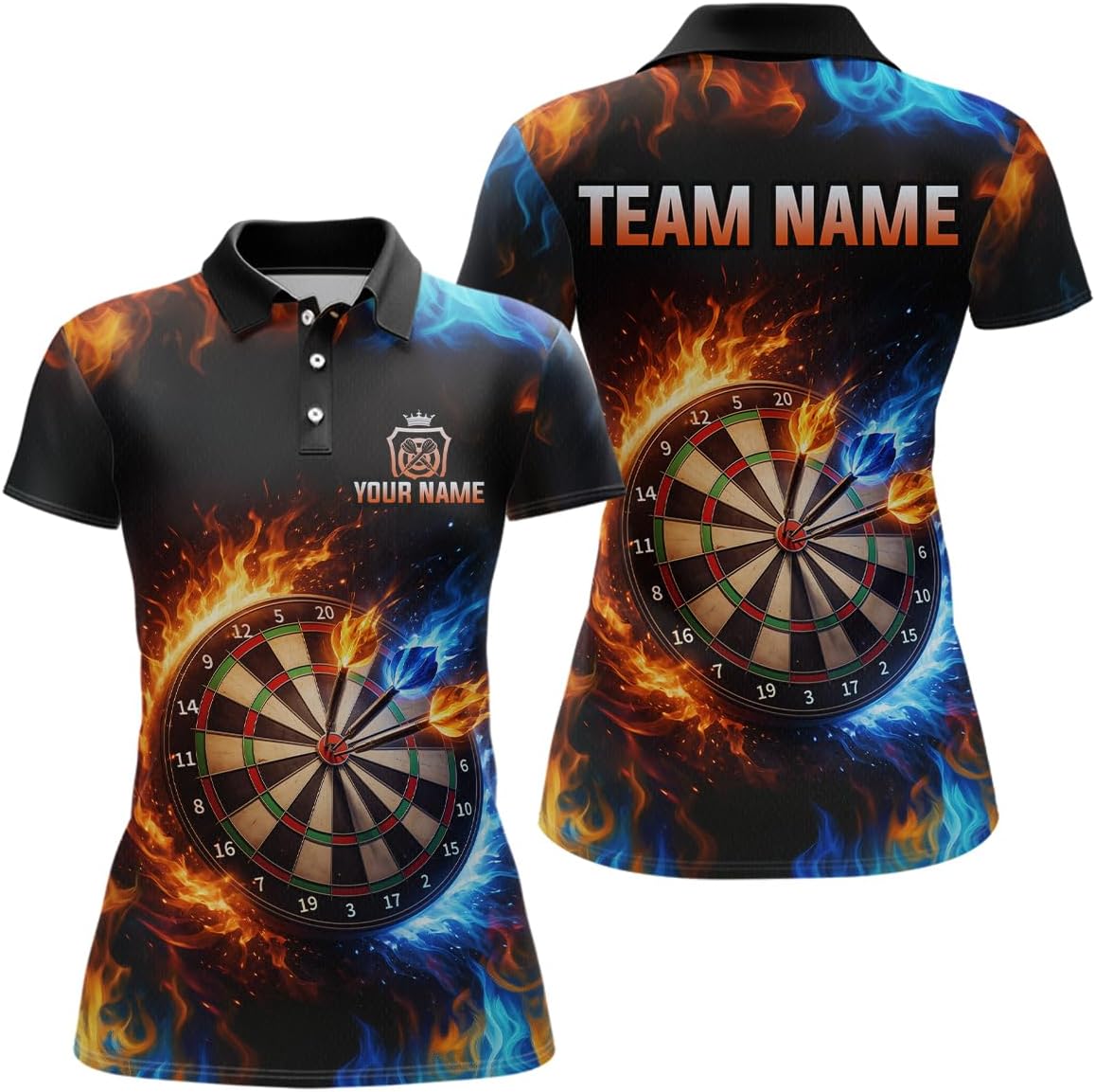 Custom Flaming Dart Shirt for Men Women Dart Shirts Team Dart Jersey Personalized Dartboard Shirt Polo & Quarter-Zip Shirt