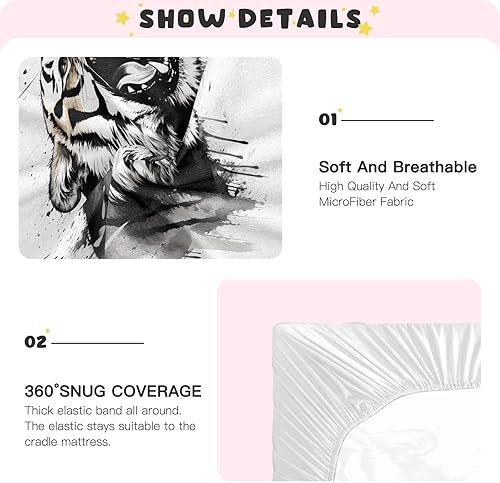 Miniatura 5 de Fitted Crib Sheets Black Roaring Tiger Baby Crib Sheets for Boy & Girl Toddler Mattress Sheets 21216039