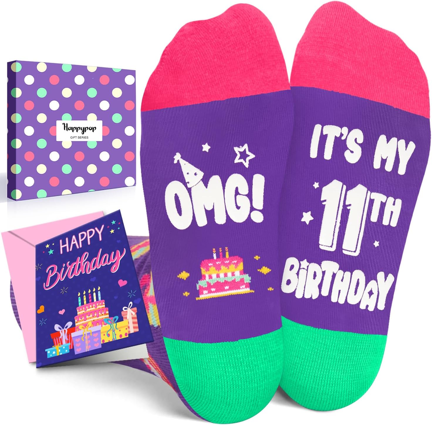 HAPPYPOP 11th Birthday Gifts Ideas for Girls Socks for
