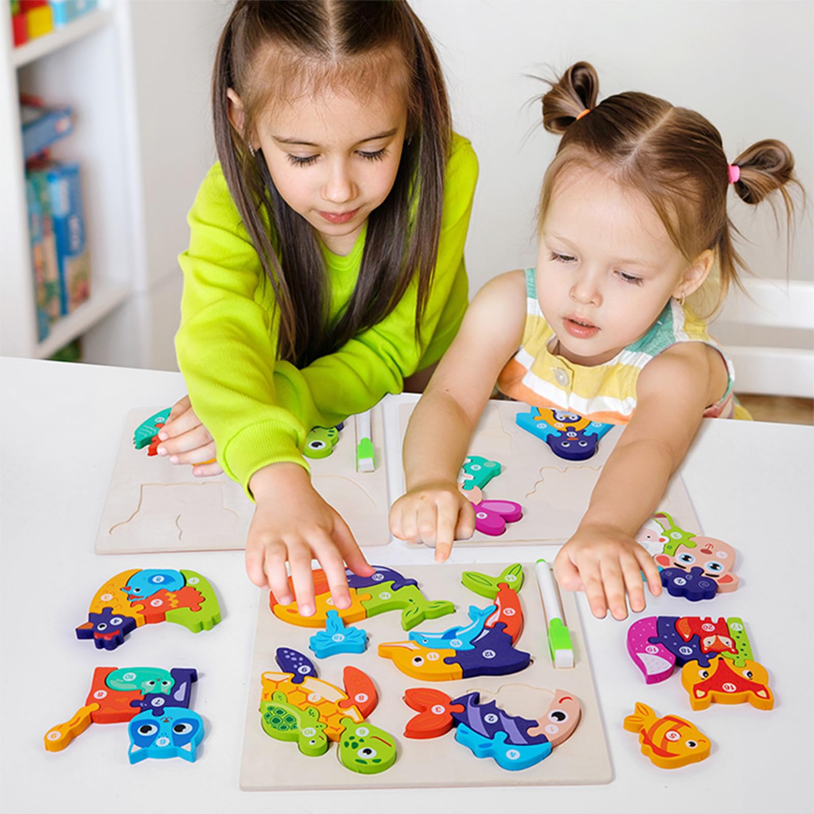 Holzpuzzle Für Kinder Ab 2 Jahren – 4 Tierpuzzles, Montessori Spielzeug Für Kleinkinder