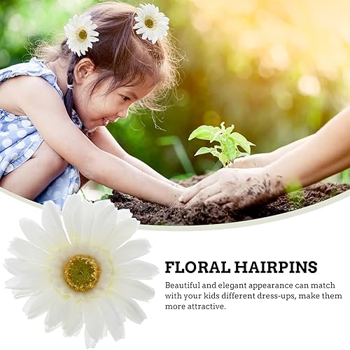 Miniatura 9 de Beaupretty 12 pinzas para el cabello de girasol, pasador de flores de margarita, hawaiano, playa, cocodrilo, pinzas para el cabello, broches para el