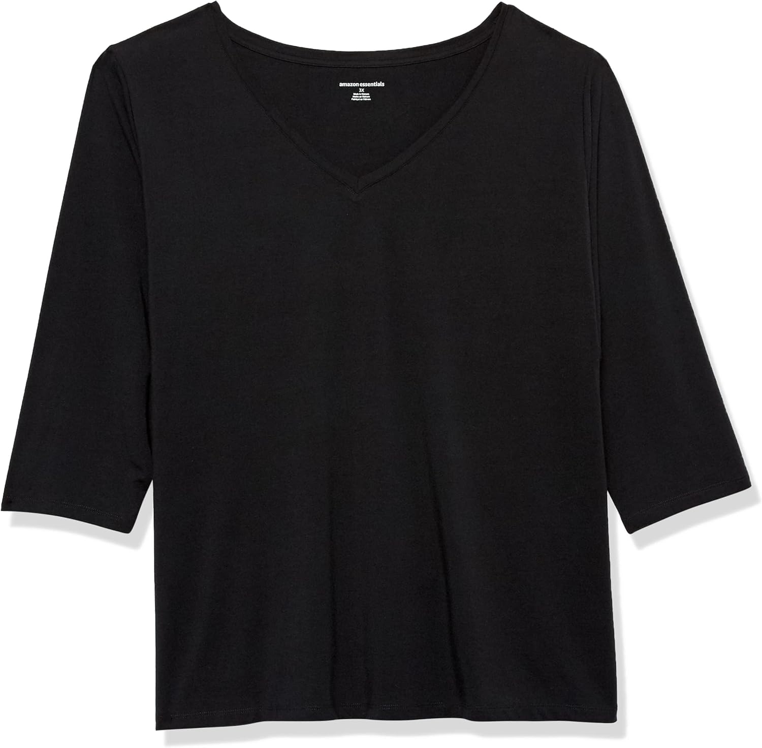 Amazon Essentials Womens Plus 3/4 Sleeve V-Neck T-Shirt