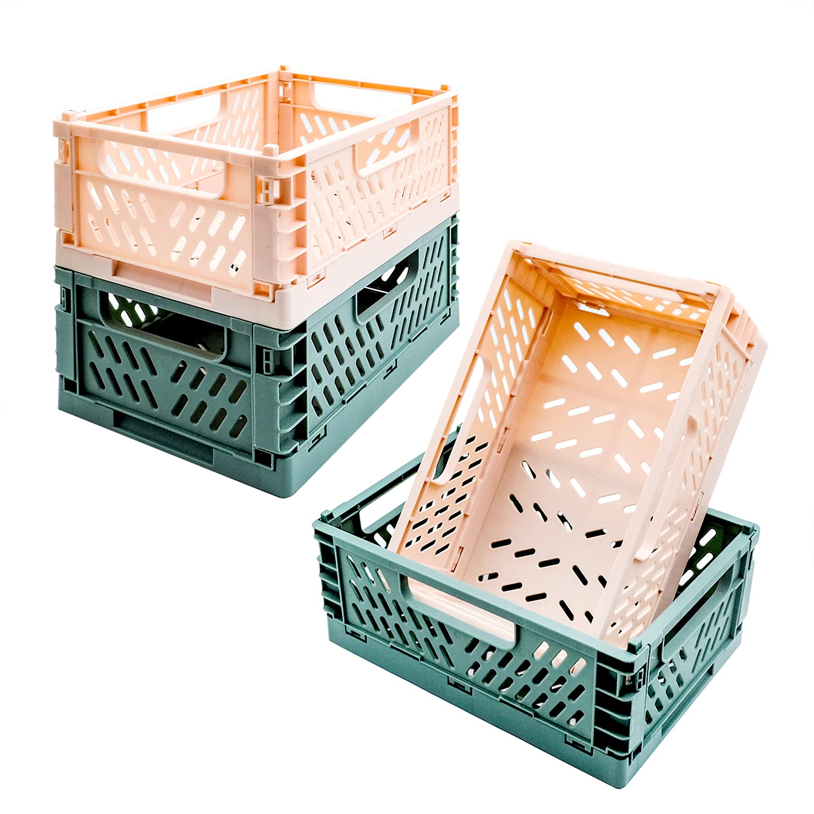 souG 4 Pack Baskets Plastic for Shelf Home Kitchen Storage Bin Organizer, Stackable Container Crate for Bedroom Bathroom Office Clothes Toy Beauty(