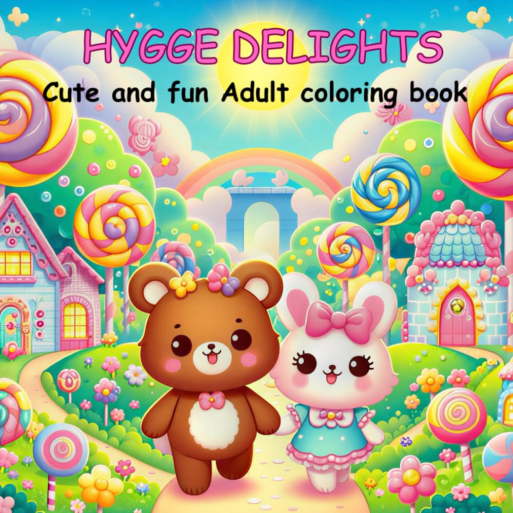 HYGGE DELIGHTS: Cute and Fun Adult & kids Coloring Book; for Featuring the Adorable Animals for Stress Relief Bold and Easy Coloring Book.