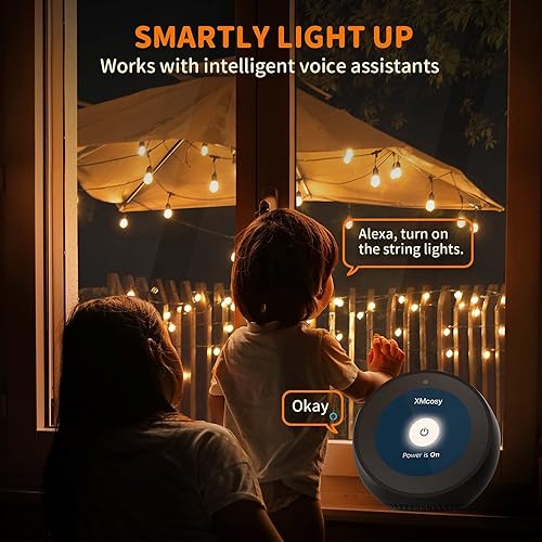 Miniatura 13 de XMCOSY+ Guirnalda de luces inteligentes para exteriores, luces de patio G40 de 150 pies con 75 bombillas LED, control WiFi y aplicación, funciona