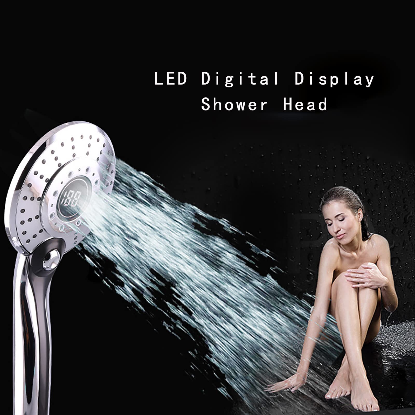Alcachofa Ducha LED con Pantalla de Temperatura Digital, 3 Modos Alta Presión Antical Alcachofa de Ducha de Mano, ABS Cromo Universal Ahorro de Agua Duchas de Baño Alcachofa, Fácil de Instalación