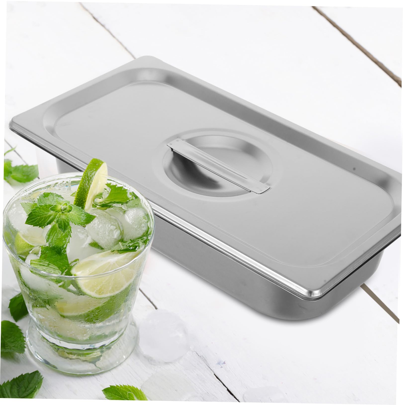 Contenitore per Gelato in Acciaio Inossidabile 2.4l con Coperchio Resistente ai Danni Riutilizzabile per Conservazione Alimenti in Frigorifero e Picnic All'aperto