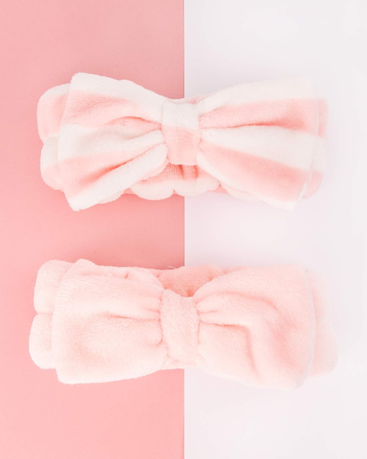 Brushworks Makeup Headbands - 2 Pack Soft Elastic Spa Hair Bands with Bow for Skincare Facials & Makeup Application - Image 5