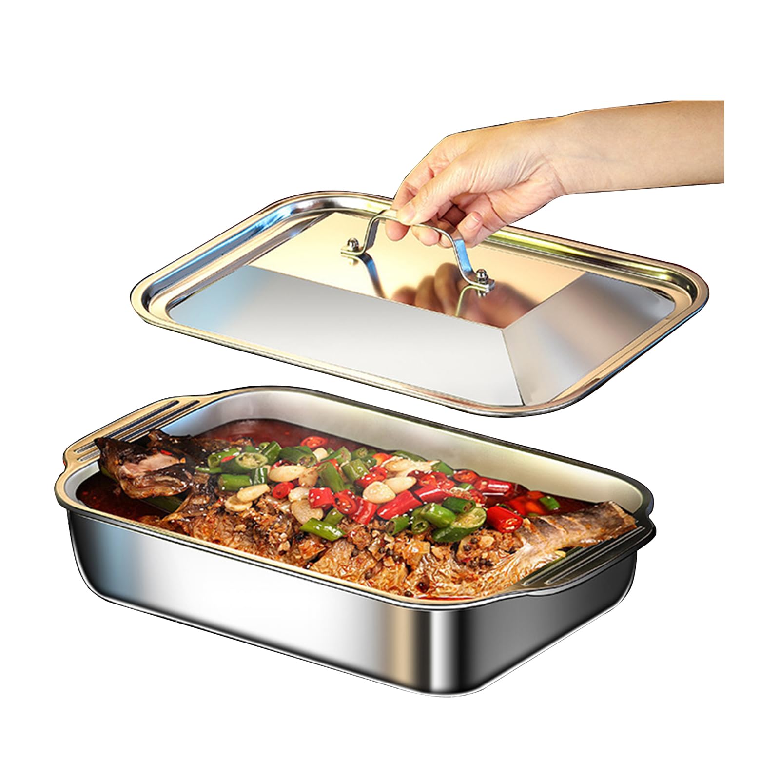 Amazon.com: Rectangular Stainless Steel Roasting Pans/Deep Roaster