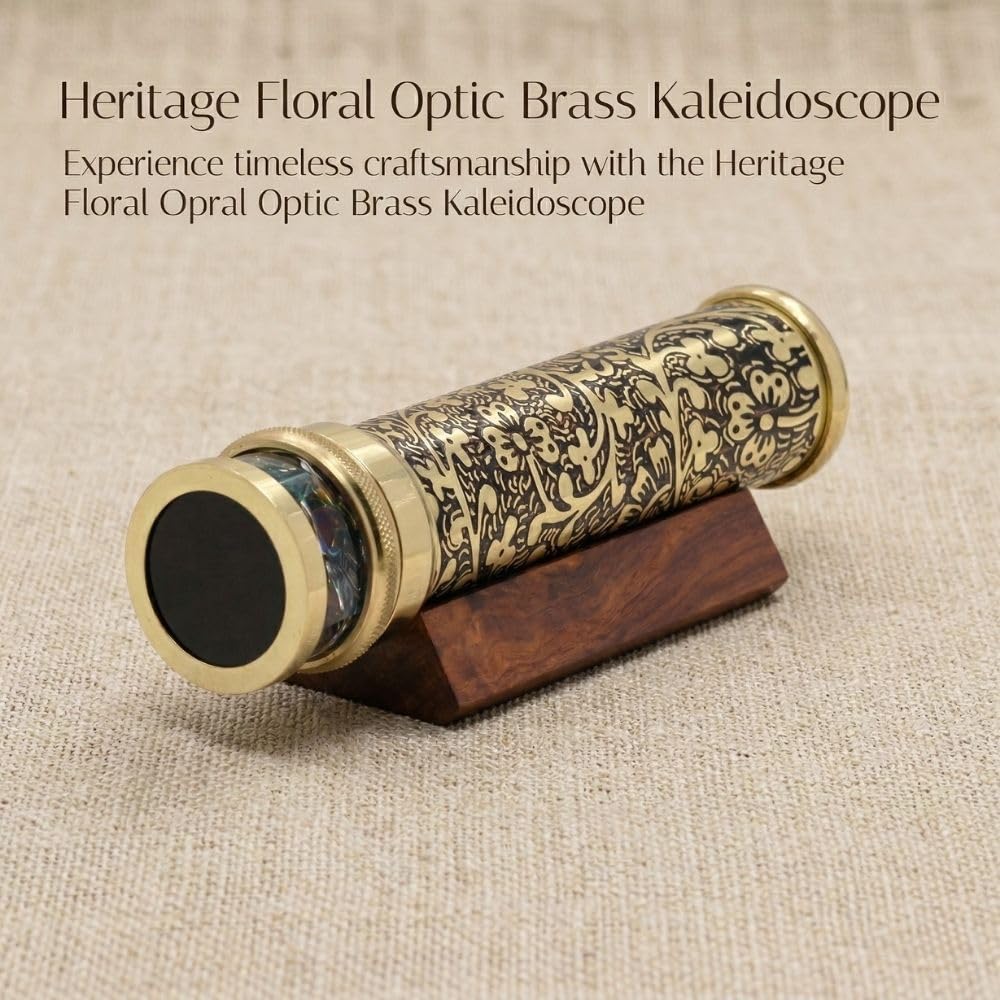 RII Kaléidoscope classique en laiton laqué gravé à la main, idéal pour quelqu'un de spécial, 17,8 x 3,8 cm