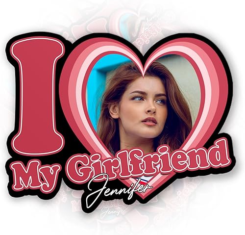 Calcomanía con texto en inglés "I Heart My Girl", calcomanías personalizadas con nombre de foto, regalos de San Valentín, calcomanías de vinilo