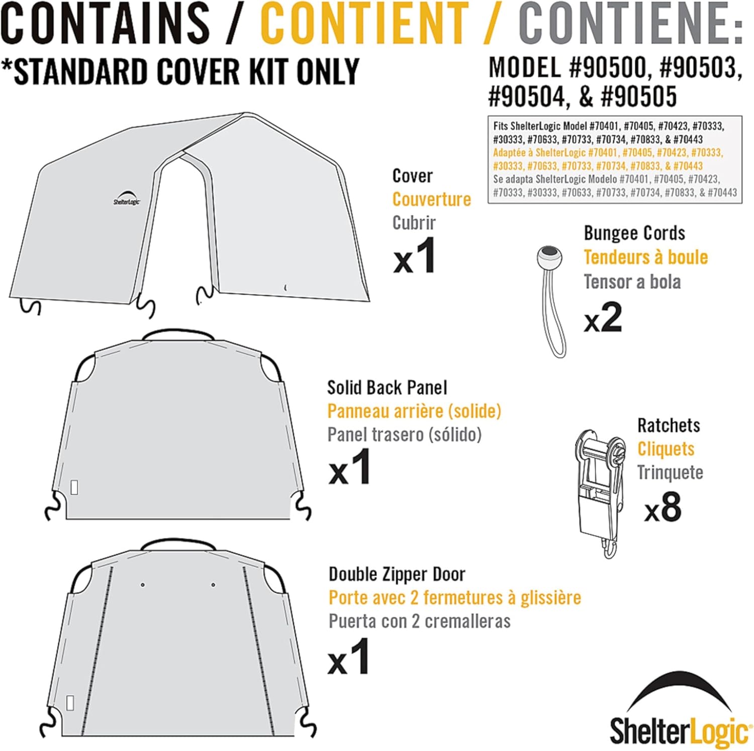 ShelterLogic Replacement Cover Kit (Frame Not Included) 12x12x8 Peak Gray 90505 (7.5oz Gray)