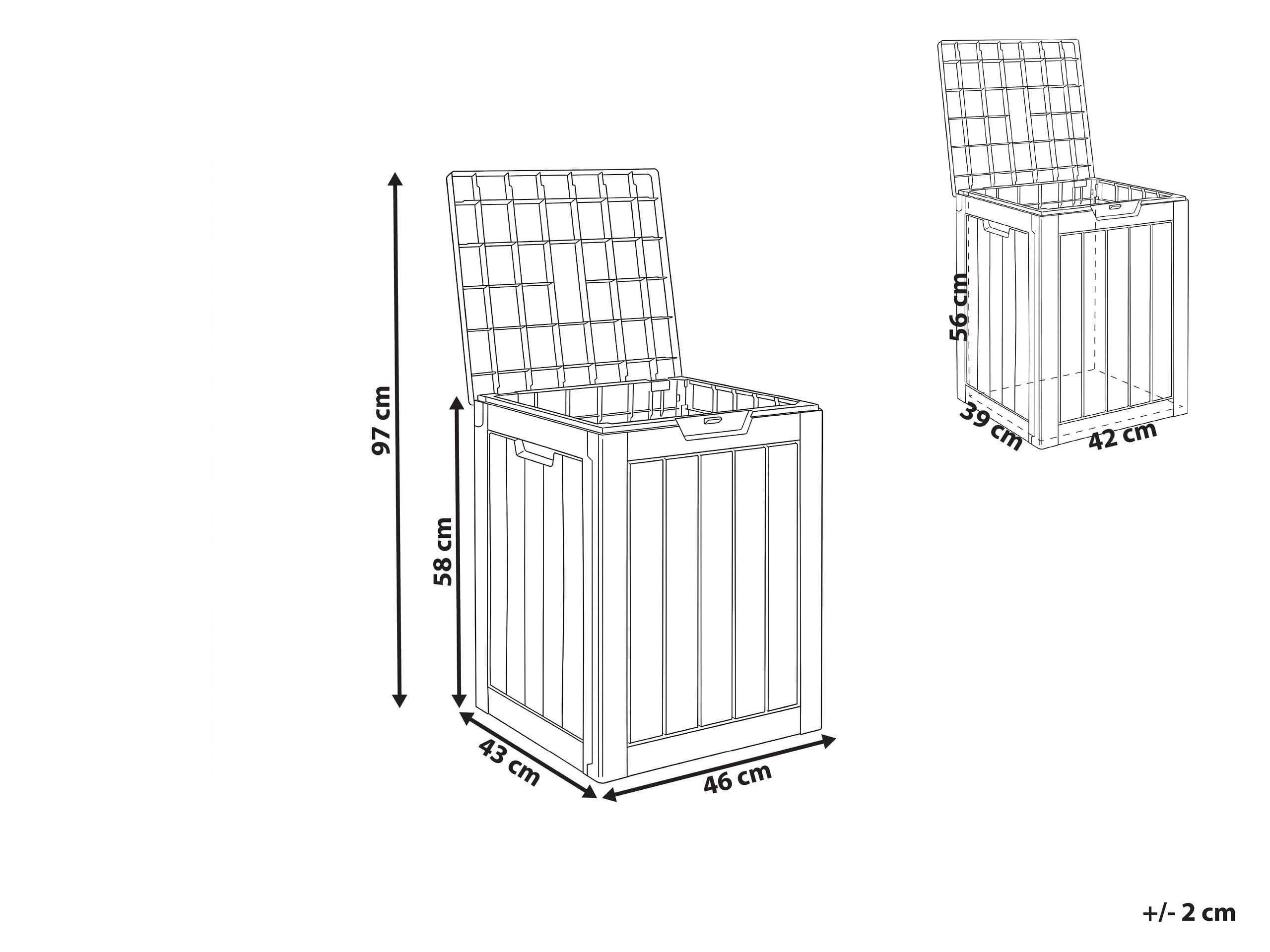 Beliani Aufbewahrungsbox Kunststoff 46 x 58 cm taupe Gartentruhe Outdoor Kissenbox Medellin