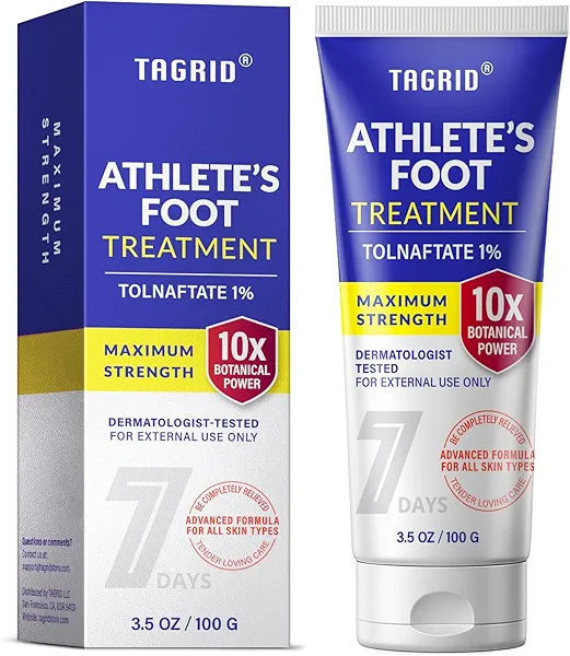TAGRID 1 Week Athletes Foot Treatment (3.5 OZ): Maximum Strength Antifungal Cream for Athletes Foot Fungus Jock Itch Ringworm Treatment for Humans - Anti Fungal Itch Cream for Itchy Skin Relief