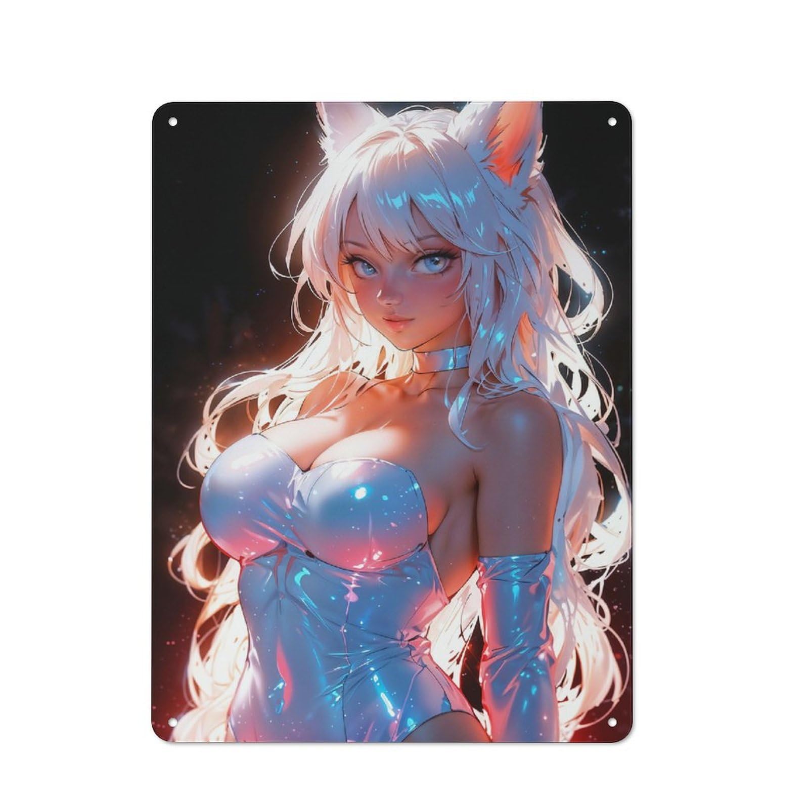 Junmoney Girls Style-12 40X30cm Rustic Tin Sign With Art Fox Anime For Studio Or Craft Room, Tin Sign Wall Decor For Studios And Craft Rooms