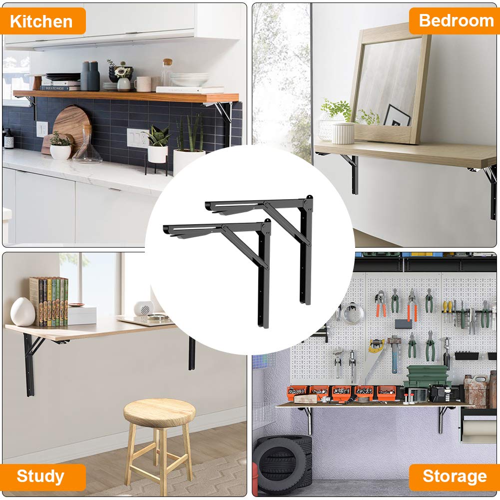 Buy TORACK Folding Shelf Brackets Heavy Duty, 24inch Stainless Steel ...