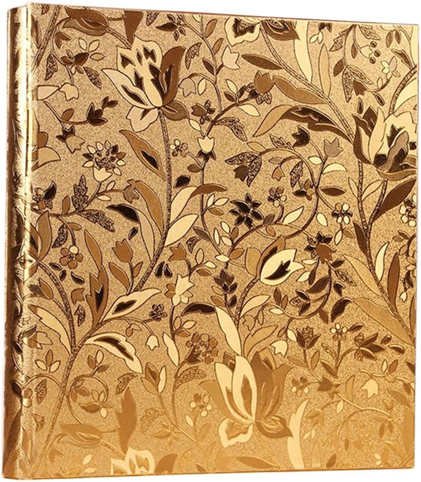 Leather Frame Cover Photo Album 600 Pockets Hold 4x6 Photos(Gold)