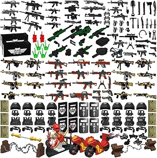 Weapon Pack 225 Accessories Military Weapon Set Including Helmet, Body Protection, Cape and Motorcycles, Designed for Mini...