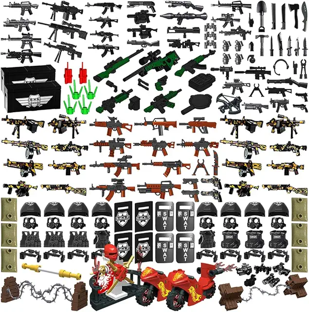 225-teiliges Militärwaffenset für Lego Minifiguren - SWAT & Polizei Zubehör