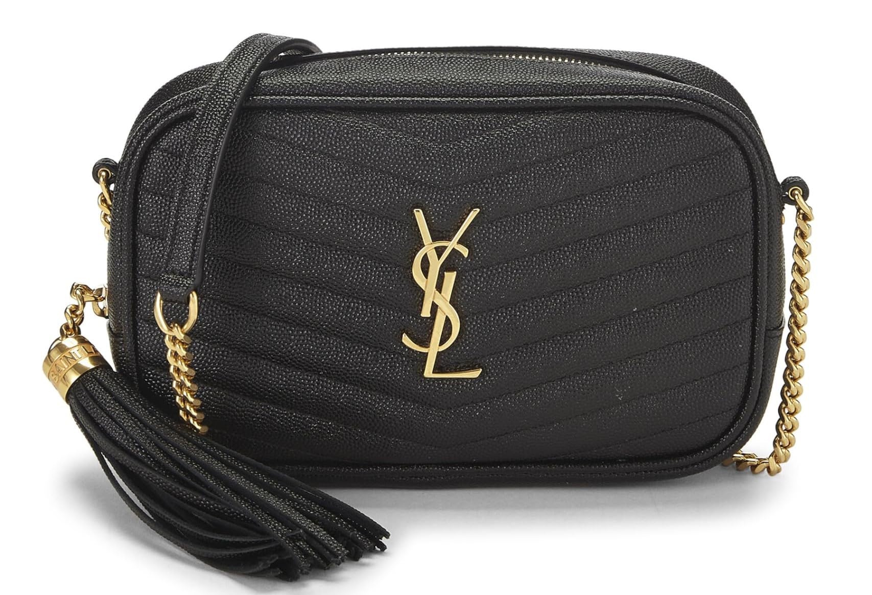 Yves Saint LaurentPre-Loved Black Grainy Leather Lou Camera Bag Mini, Black