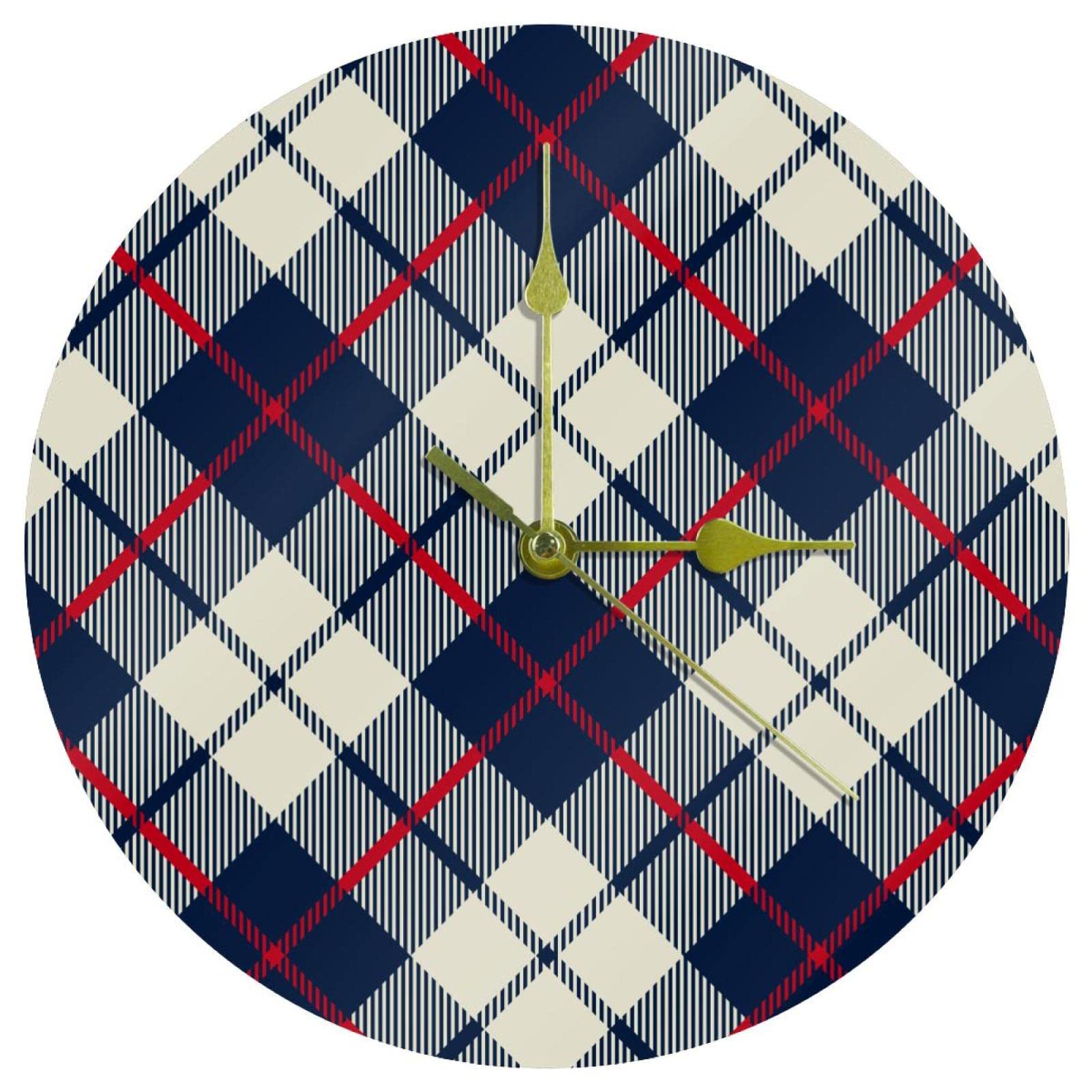 Horloge murale décorative bleue de 24 cm pour maison et cuisine