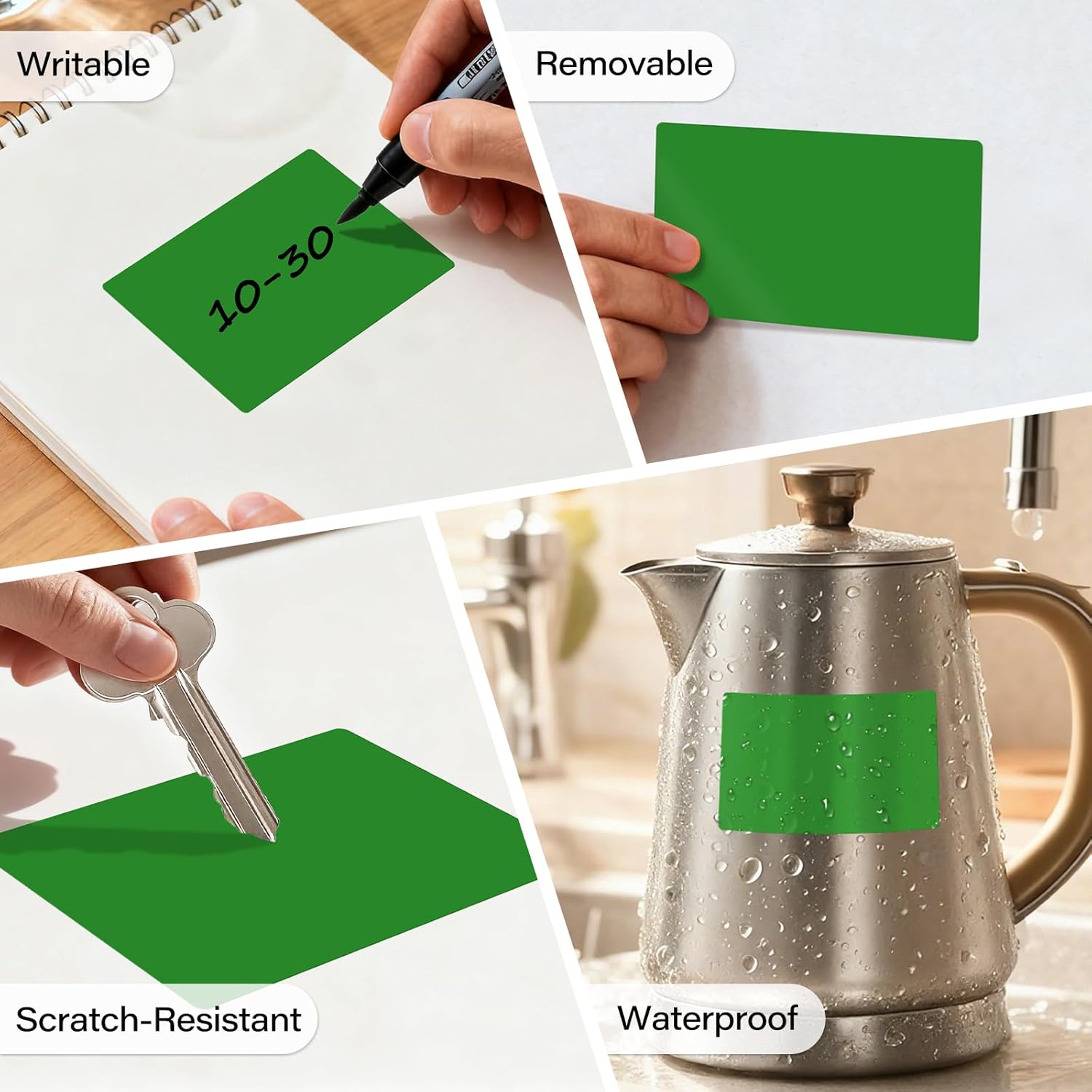 3 × 5 Inch Labels for Storage Bins Removable Vinyl Rectangle Moving Labels for Boxes 500 Pcs Adhesive Color Coding Stickers Waterproof for Home Classroom Office Warehouse, Green