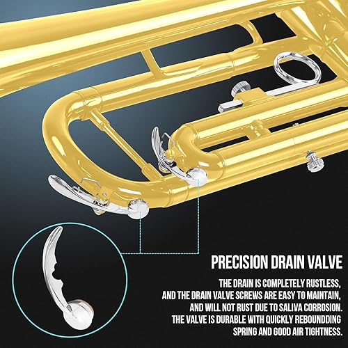 Miniatura 22 de Soulmate Trompeta de latón estándar Bb Instrumento de trompeta para estudiantes, orquesta de banda escolar, adultos principiantes con estuche