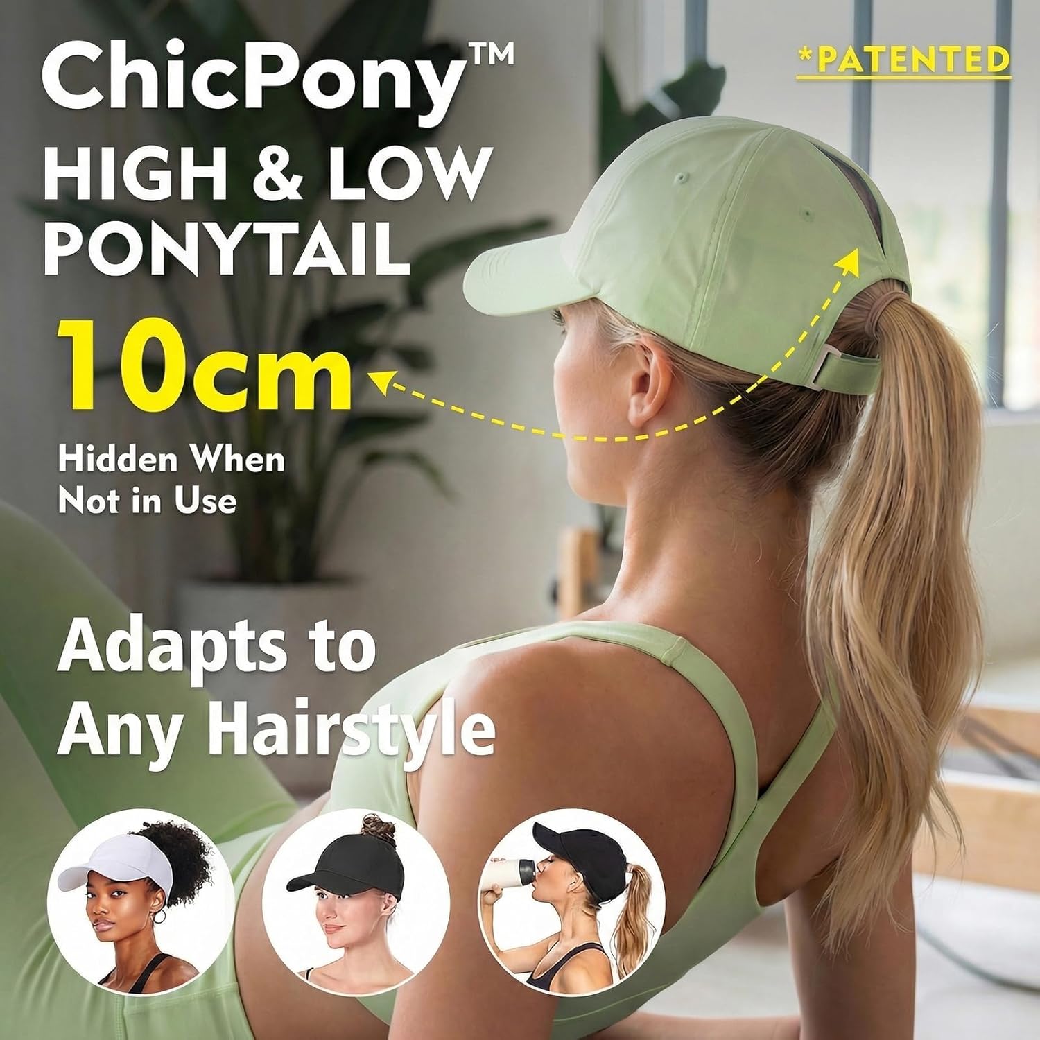 TOP-EX ChicPony™ UVCoolix Instant Cooling Baseball Cap, UV 50 High Ponytail Hat for Women Soft Top Hard Brim