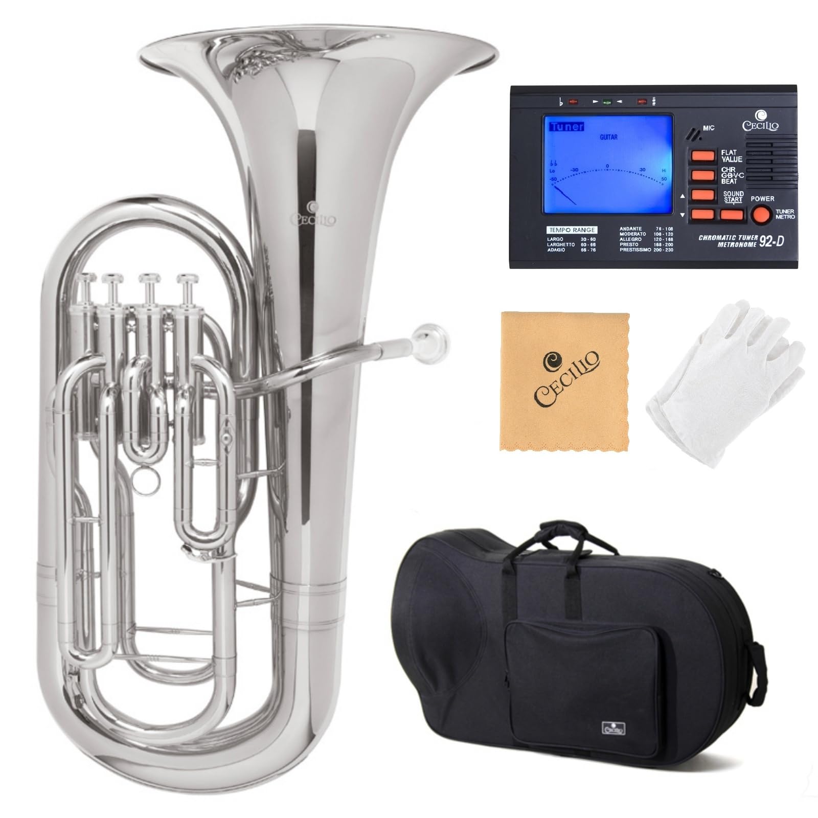 Cecilio 2Series EP-280N Bb Euphonium with Stainless Steel Pistons, Nickel