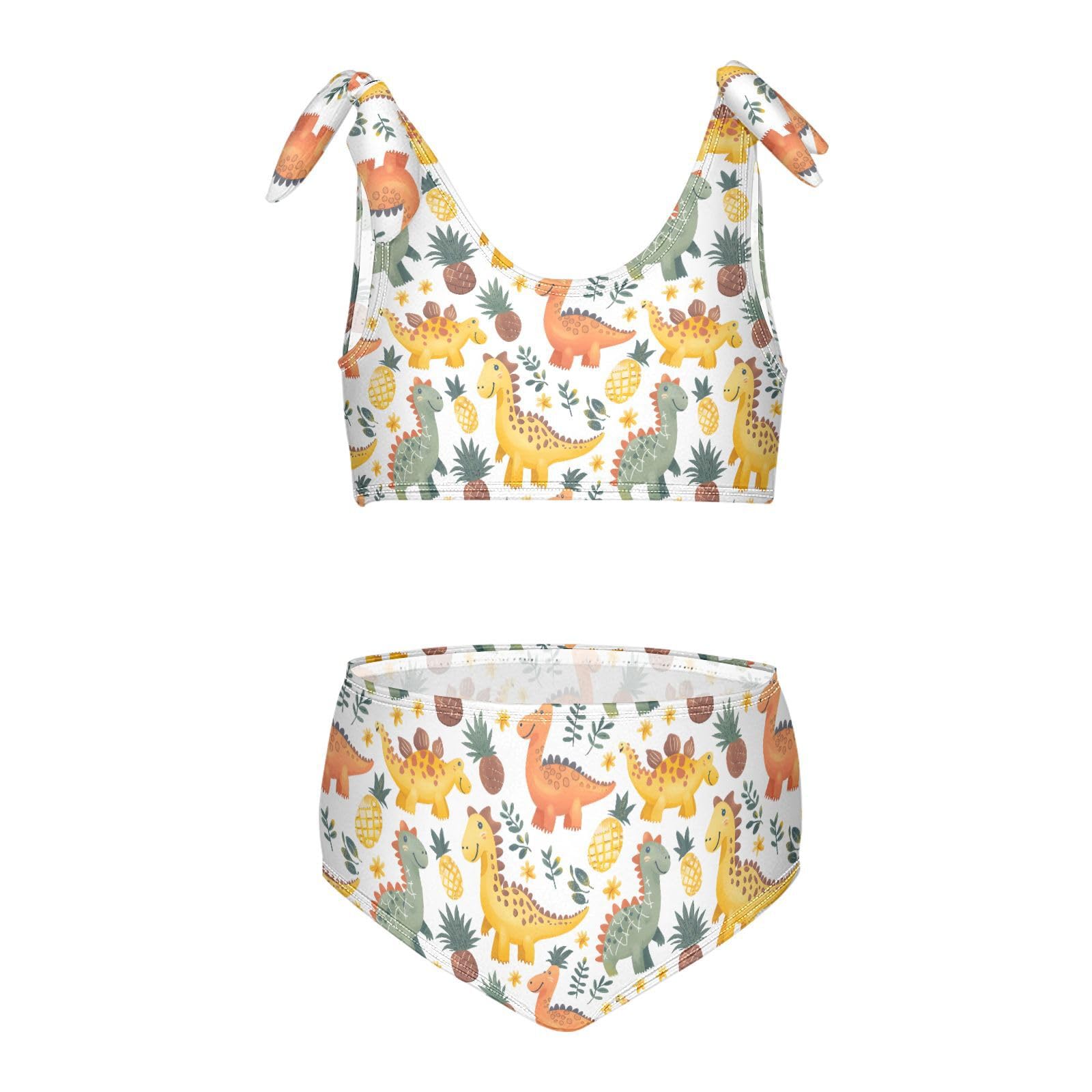 Dinosaur Pineapples Girls 2-Piece Tankini Swimsuit, Girls Bikini Swimsuits Summer Beach Bathing Suit Set, 3T