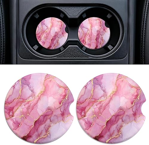 Miniatura 11 de Portavasos de cerámica para automóvil, paquete de 2 unidades, posavasos absorbentes antideslizantes de 2.56 pulgadas con base de corcho y muesca sea