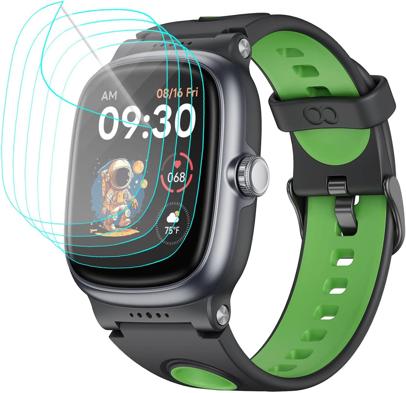 Futanwei [5 Pack Smart Watch K1 Screen Protector 1.5" PET Film [Case Friendly][Anti-Scratch][Bubble Free] for anyloop ALK1 Kids Smartwatch