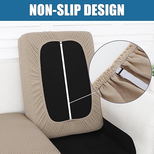 Miniatura 3 de Smiry Fundas de cojín impermeables para sofá, fundas de cojín elásticas de jacquard grueso, funda de asiento lavable, protector elástico de muebles