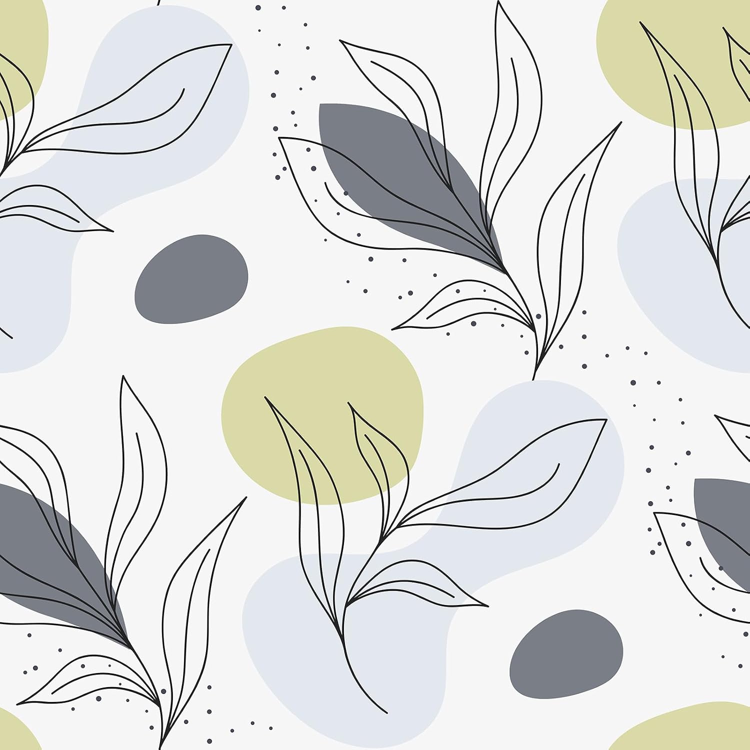 Leaf Wallpaper Peel and Stick Geometric Wallpaper Modern Abstract Boho Contact Paper Self Adhesive Removable Contact Paper for Cabinets Bedroom Walls Laundry Room Liner Decor 17.5"x102"