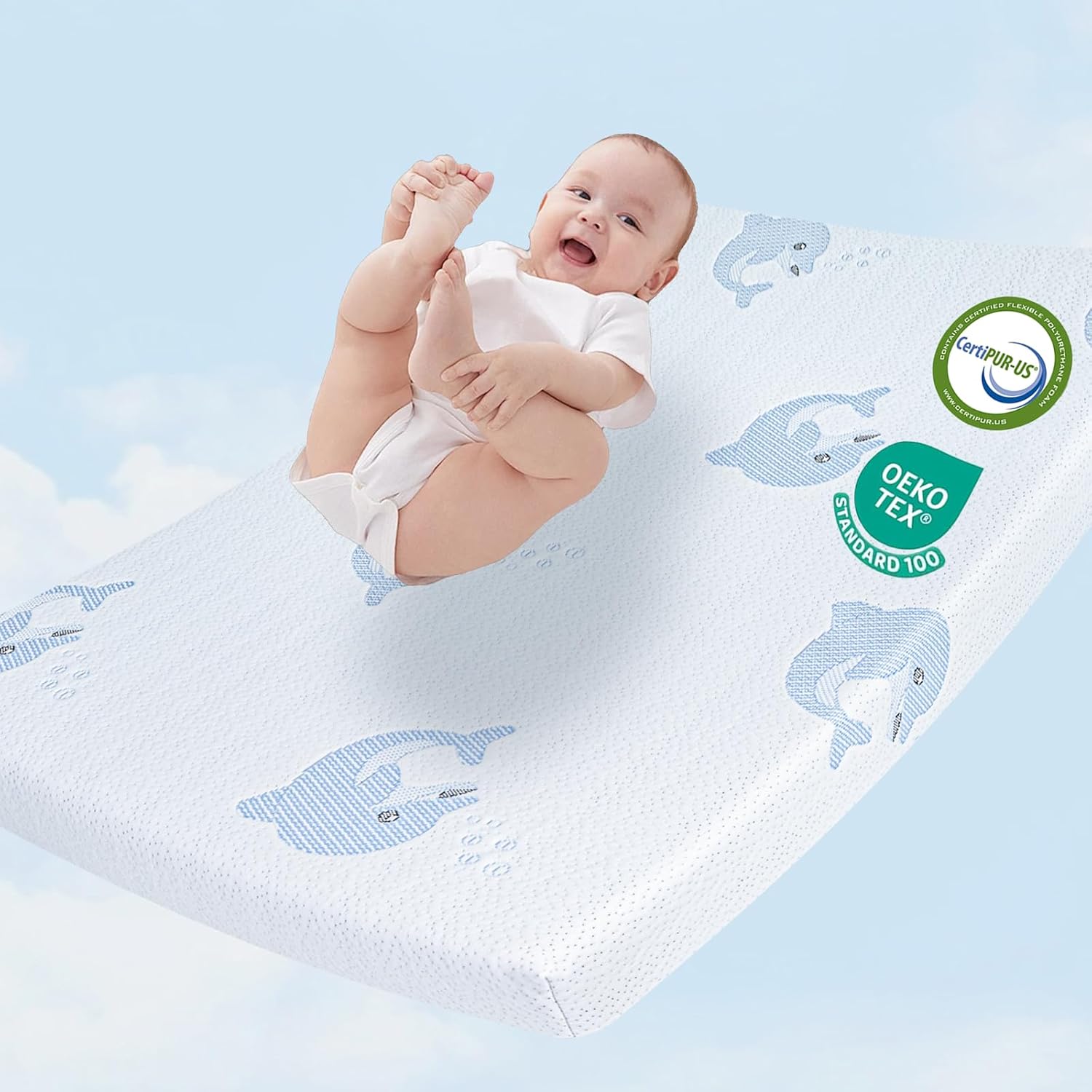 Pack and Play Mattress, 38X26 Pack N Play Mattresses Comfort Dual Sided Memory Foam Toddler Mattress with Breathable Cover, Portable Pack Play Mattress for Baby Toddlers