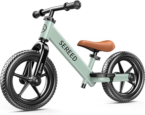 Miniatura 14 de SEREED Bicicleta de equilibrio para niños de 2 a 5 años, sin pedales, ajuste sin herramientas, placa personalizable con calcomanías, regalo para