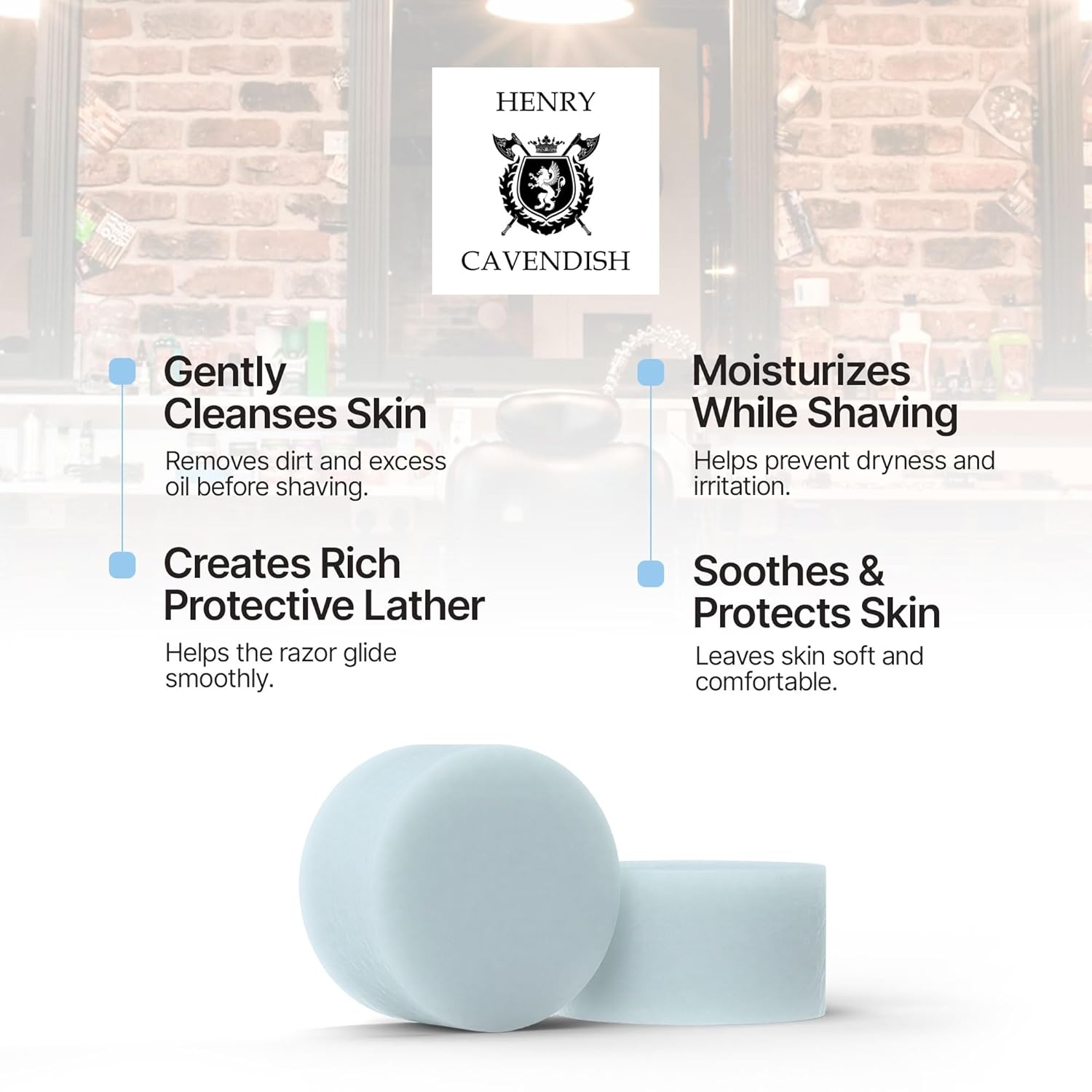 Henry Cavendish Sandalwood Shave Soap for Men & Women - Premium Quality, All Natural, moisturizing Shaving Puck made with Shea Butter & Coconut Oil for a Smooth Comfortable Shave. 4 Oz Puck Refill