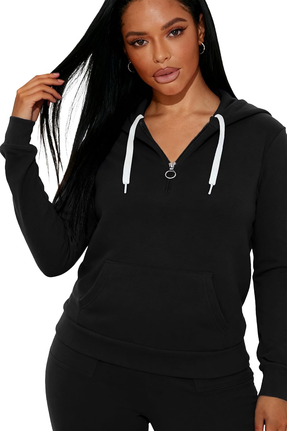 CLOCOR Womens 2 Piece Outfits Sweatsuits - Tracksuit Set Long Sleeve Crop Top & Drawstring Wide Leg Pants with Pockets - Image 3