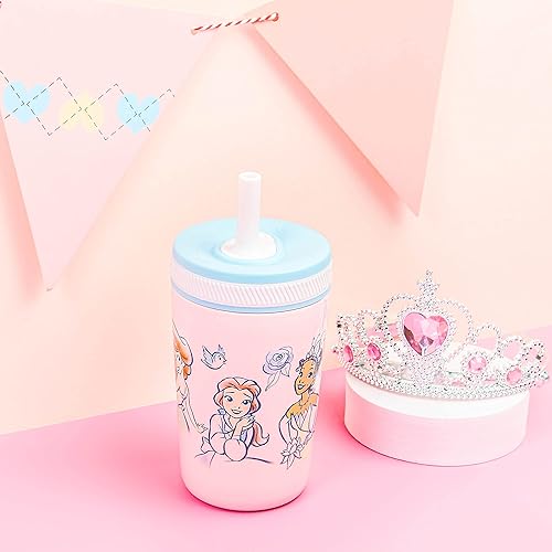 Miniatura 3 de Zak Designs Disney Princess Kelso - Vasos para niños pequeños para viajes o en casa, vaso de acero inoxidable aislado al vacío de 12 onzas con