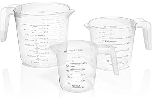 3-Piece Clear Plastic Measuring Cup Set with Long Handles