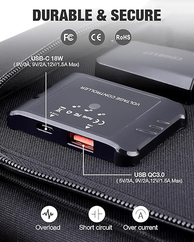 Miniatura 8 de GRECELL Panel solar portátil de 80 W, panel solar plegable QC3.0 USB-A y puerto tipo C, 23% de alta eficiencia IP67 impermeable para teléfonos