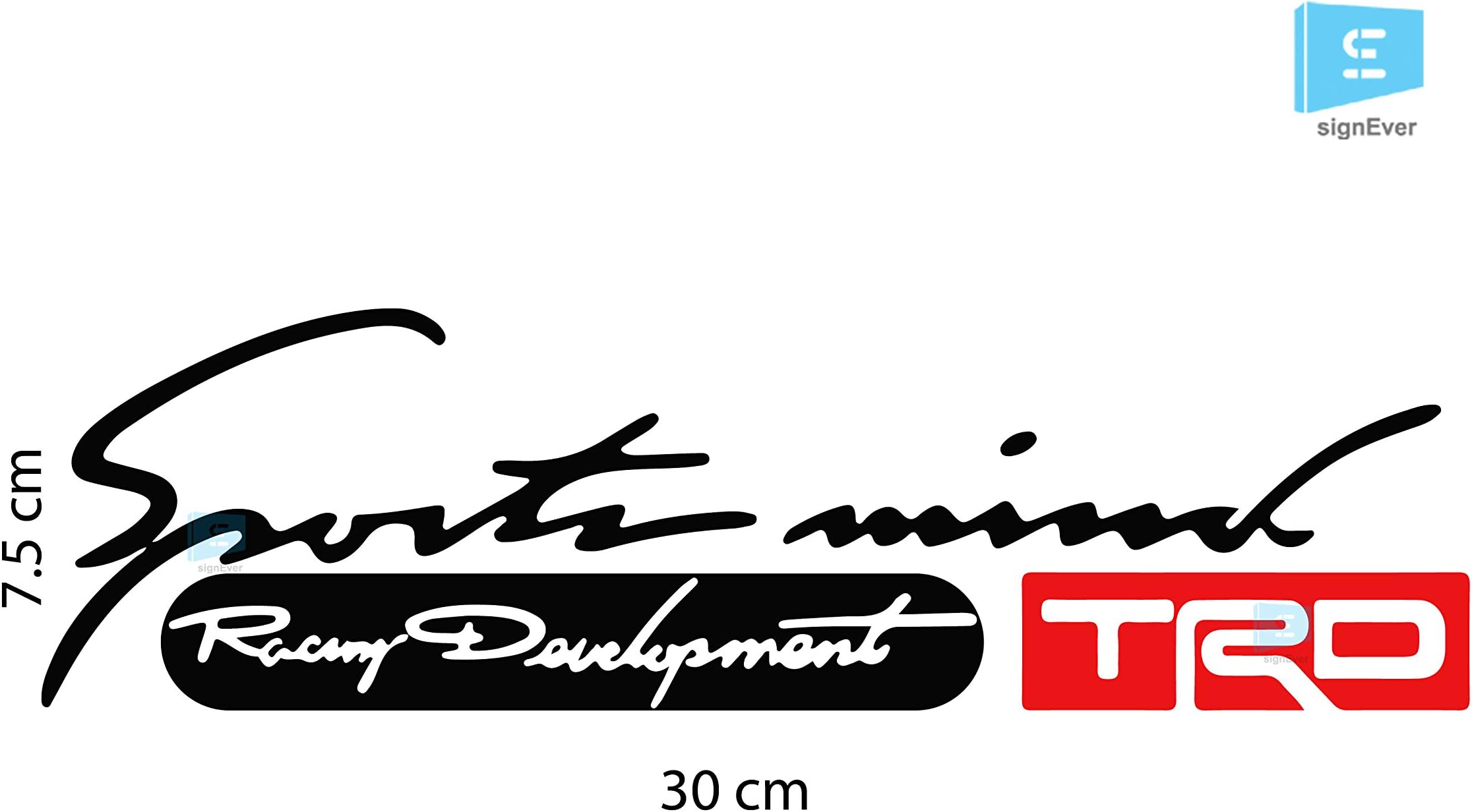 TRD Sports Mind Racing Development Stickers Headlight Tail Light Eyebrow Sports Decal Vinyl L x H 30.00 Cm x 7.50 Cm Pack of 1