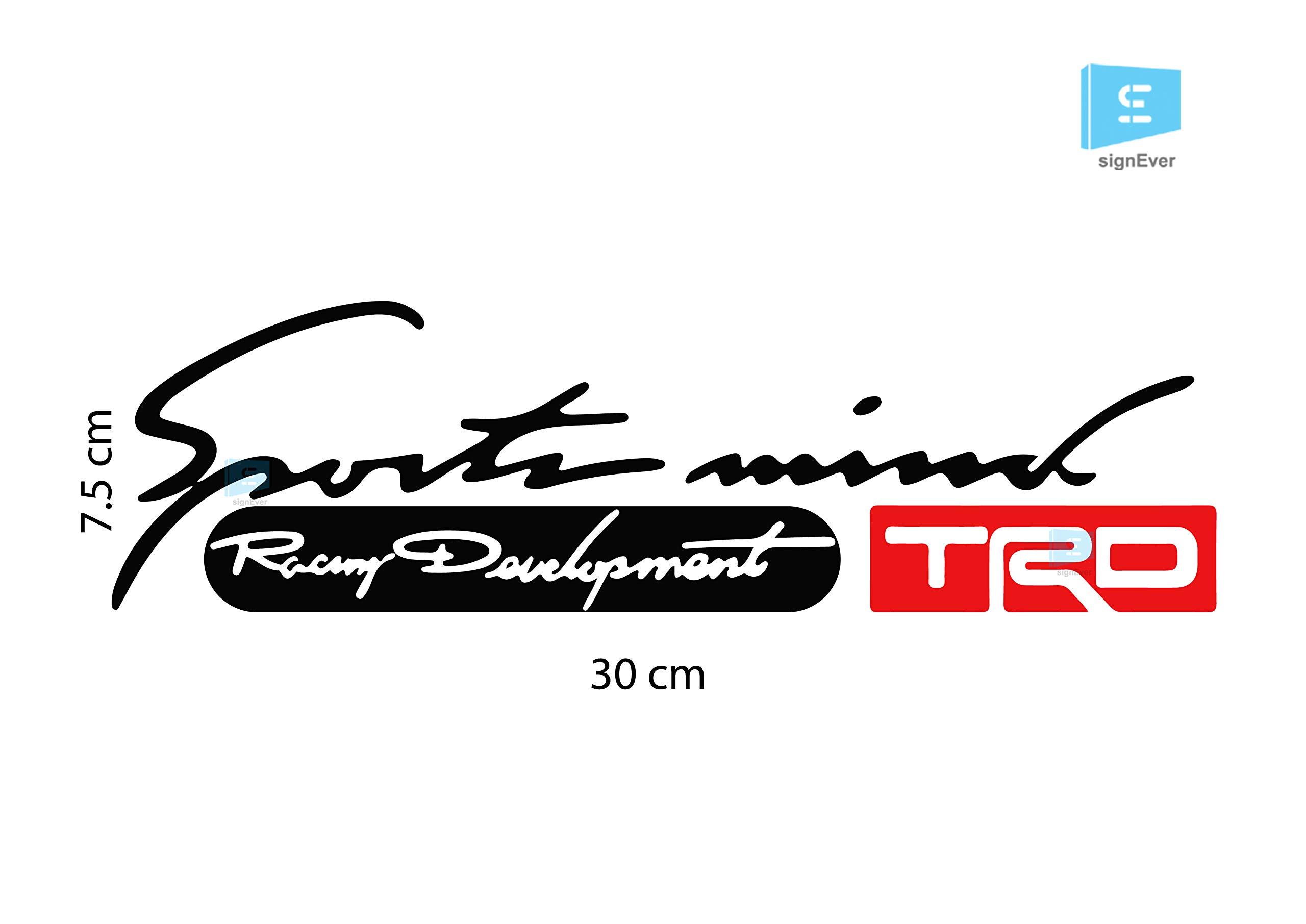 SIGN EVER TRD Sports Mind Racing Development Stickers Headlight Tail Light Eyebrow Sports Decal Vinyl L x H 30.00 Cm x 7.50 Cm Pack of 1