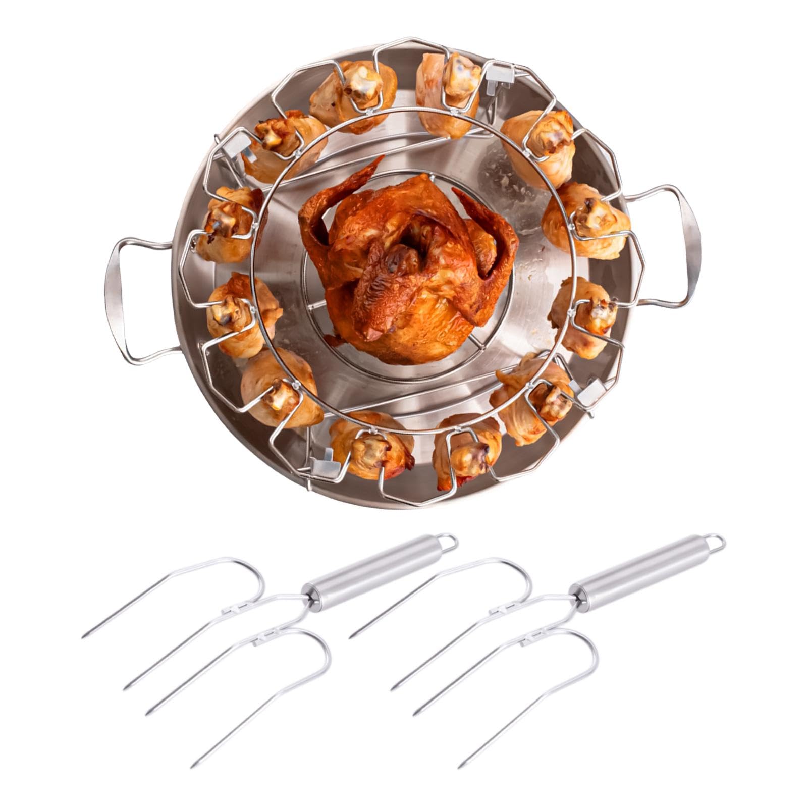 Estante para baquetas de pollo, estante de patas de pollo de acero inoxidable, estante vertical para asar pollo, soporte para herramientas de parrilla, estante redondo de acero inoxidable, estante