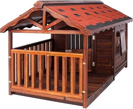 Amazon Co Jp 犬小屋 屋外用 大型犬 犬舎 屋根 ドア付き 大型犬小屋 犬用ハウス 通気性 暖かい 日焼け対策防風 鶏小屋 ヘビーデューティー屋外ソリッドウッドドッグハウス防雨そして日プルーフ四季の一般的な犬のハウスペット用品家禽ケア ペット用品