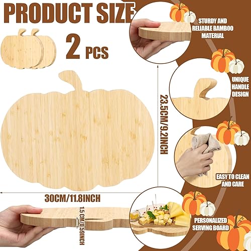 Miniatura 2 de 2 tablas de cortar de madera de calabaza de otoño de 11.81 x 9.25 pulgadas, para Acción de Gracias, Halloween, calabaza, charcutería, tabla de