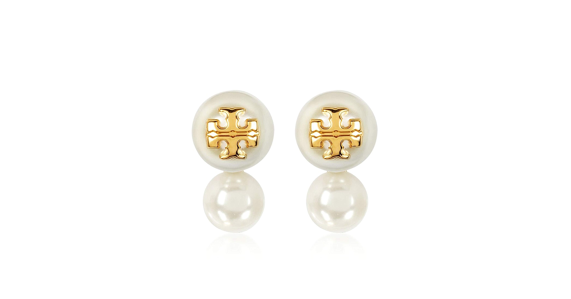 Amazon.com: Tory Burch Earrings Pearl Double Stud Earrings