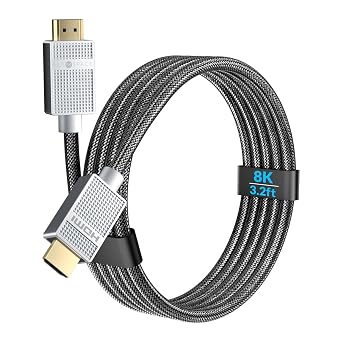 HDMI Cable [Ultra High Speed HDMI HDMI 2.1 Cable 8K@60Hz | 4K@120Hz, 3.2ft Durable Braided Short HDMI Cord for Gaming Monitor -Bandwidth Capability 48Gbps