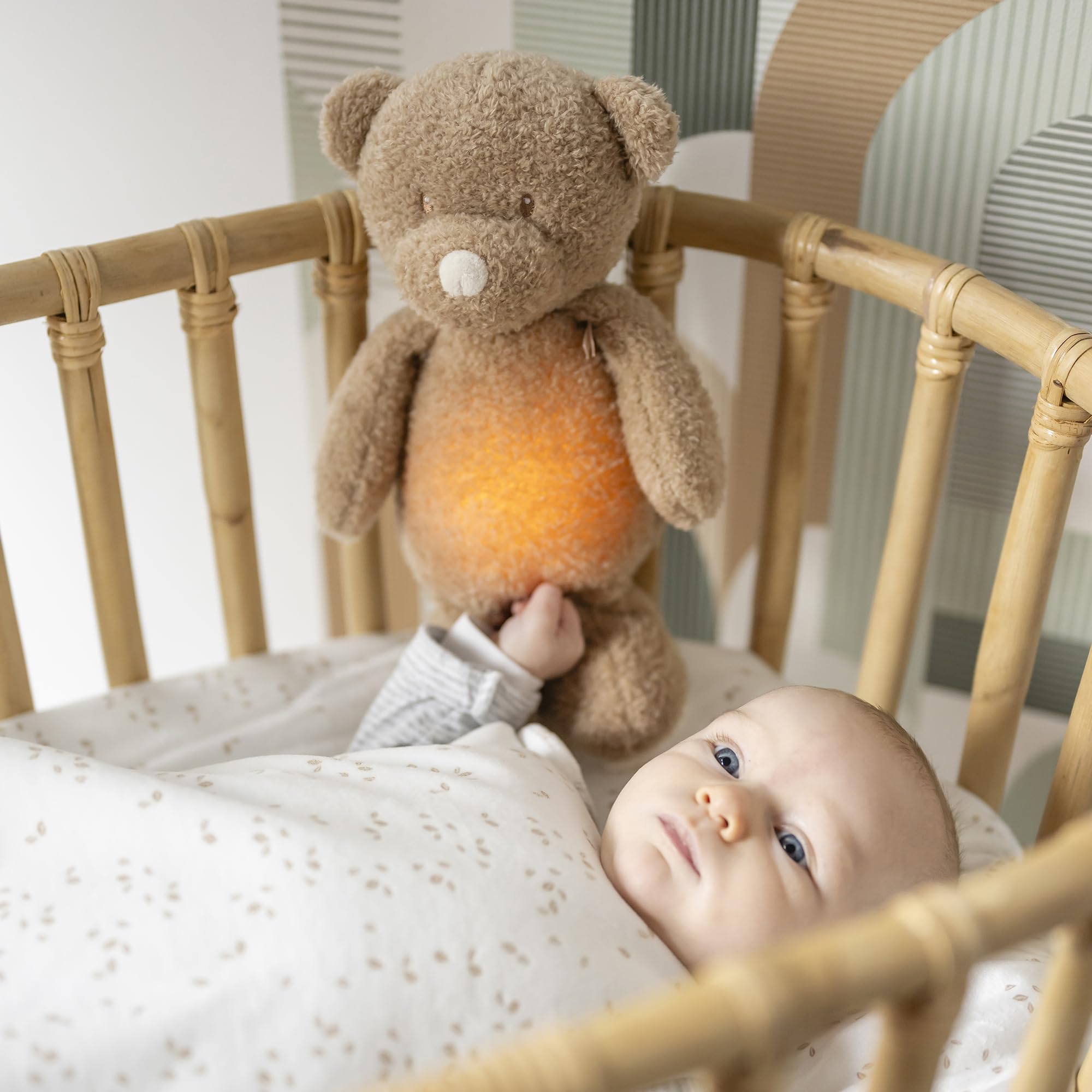 Nattou Nachtlicht Bär, Kuscheltier, Plüsch/Polyester, 19 cm, Sleepy, Braun