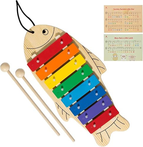 Miniatura 26 de MUSICUBE Xilófono para niños, xilófono de madera con mazos, instrumento de música Orff para educación preescolar, kit de percusión para bebés